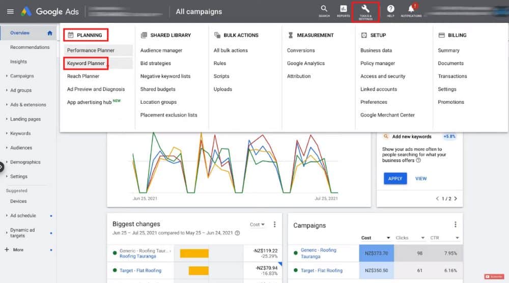 Keyword Research Tool Interface